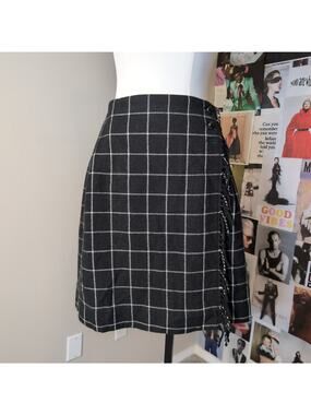 Windowpane Plaid Fringe Mini Skirt Whimsygoth
